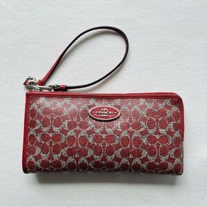 Coach Red C Signature Wristlet Wallet